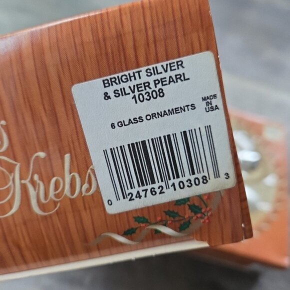 Christmas by Krebs Bright Silver Pearl White Glass Ball Drops 18 Ornaments USA - Picture 4 of 8